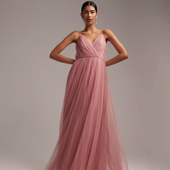 Tulle bridesmaid maxi dress in rose - Picture 9 of 9